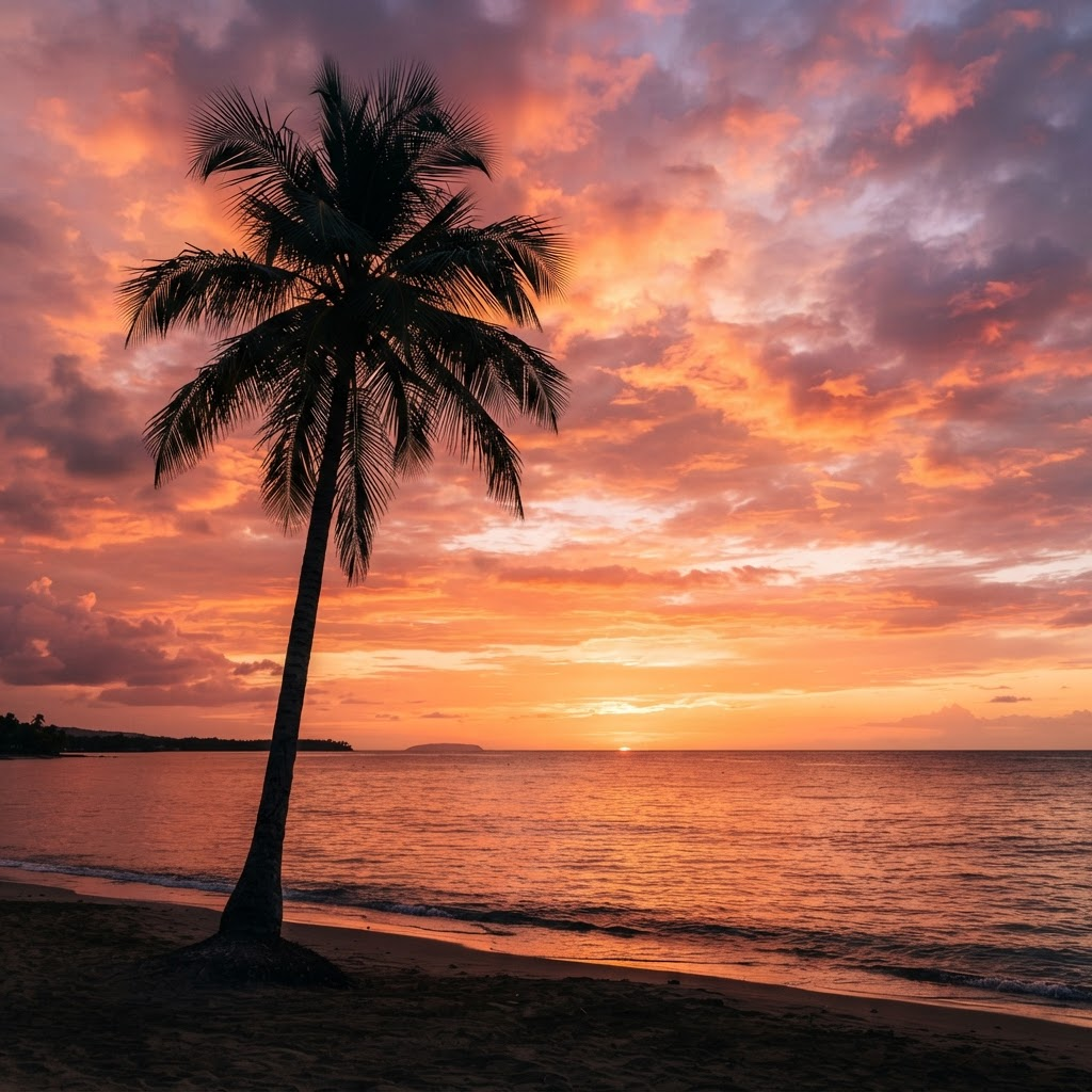 Palmera al atardecer